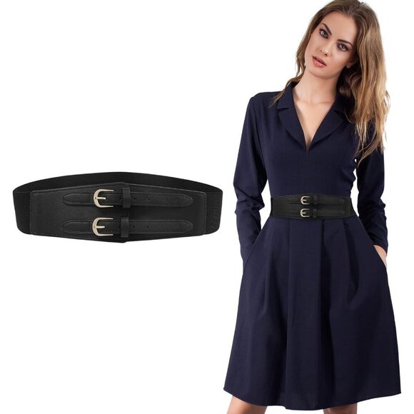 Accessories - Women’s Elastic Leather Belt Wide Waist Dress Jean Fashion Accessory